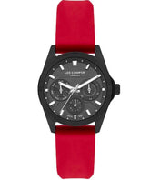 Lee Cooper Women's Watch Black Dial Red Silicone Strap, LC07625.668