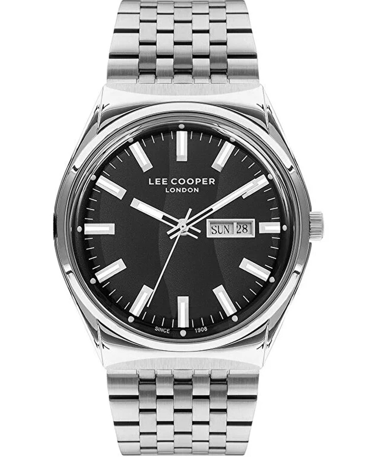 Lee Cooper Men's Watch Black Dial Silver Metal Strap, LC07630.350