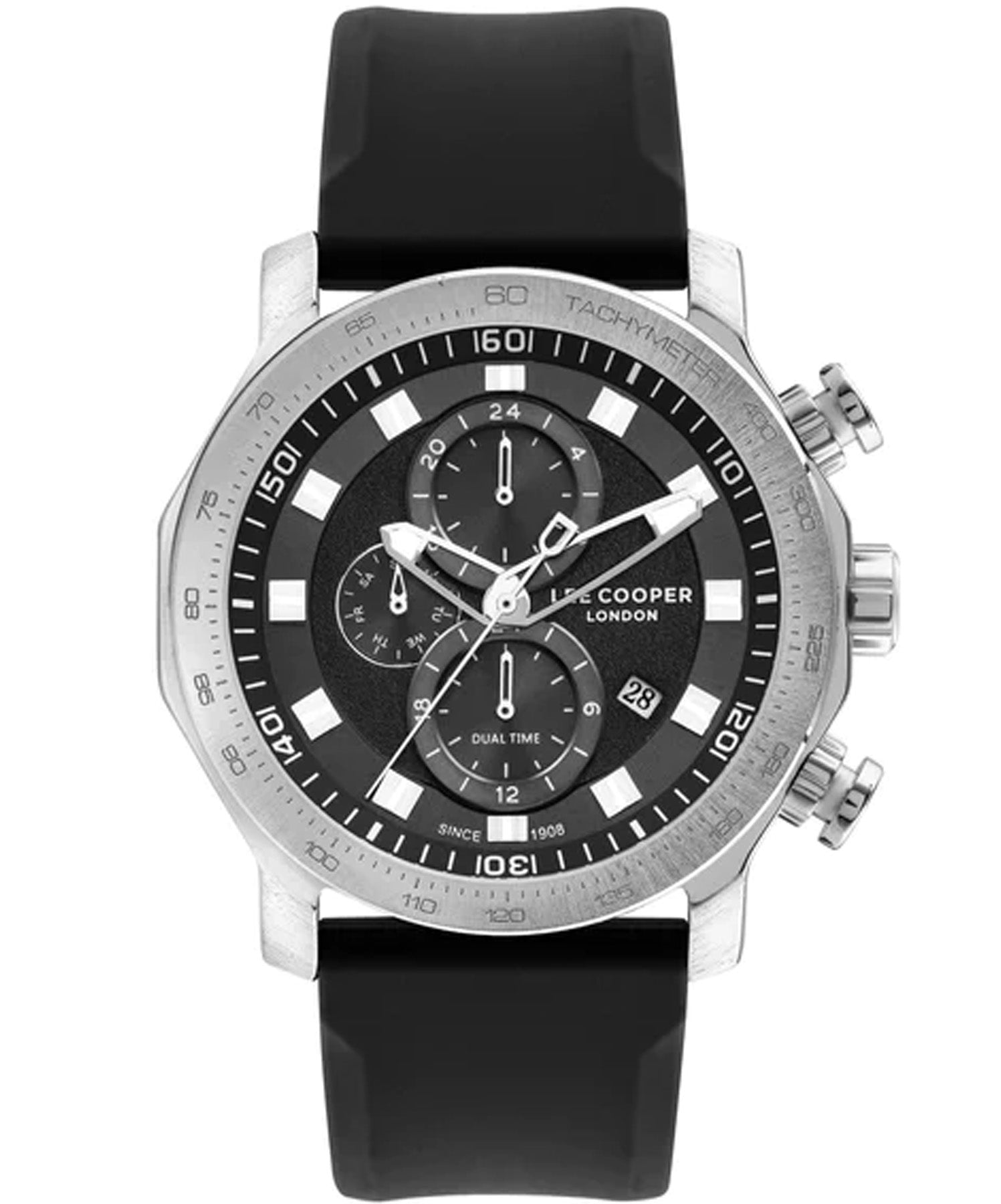 Lee Cooper Men's Watch Black Dial Black Silicone Strap, LC07631.351
