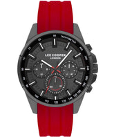 Lee Cooper Men's Watch Black Dial Red Silicone Strap, LC07635.658