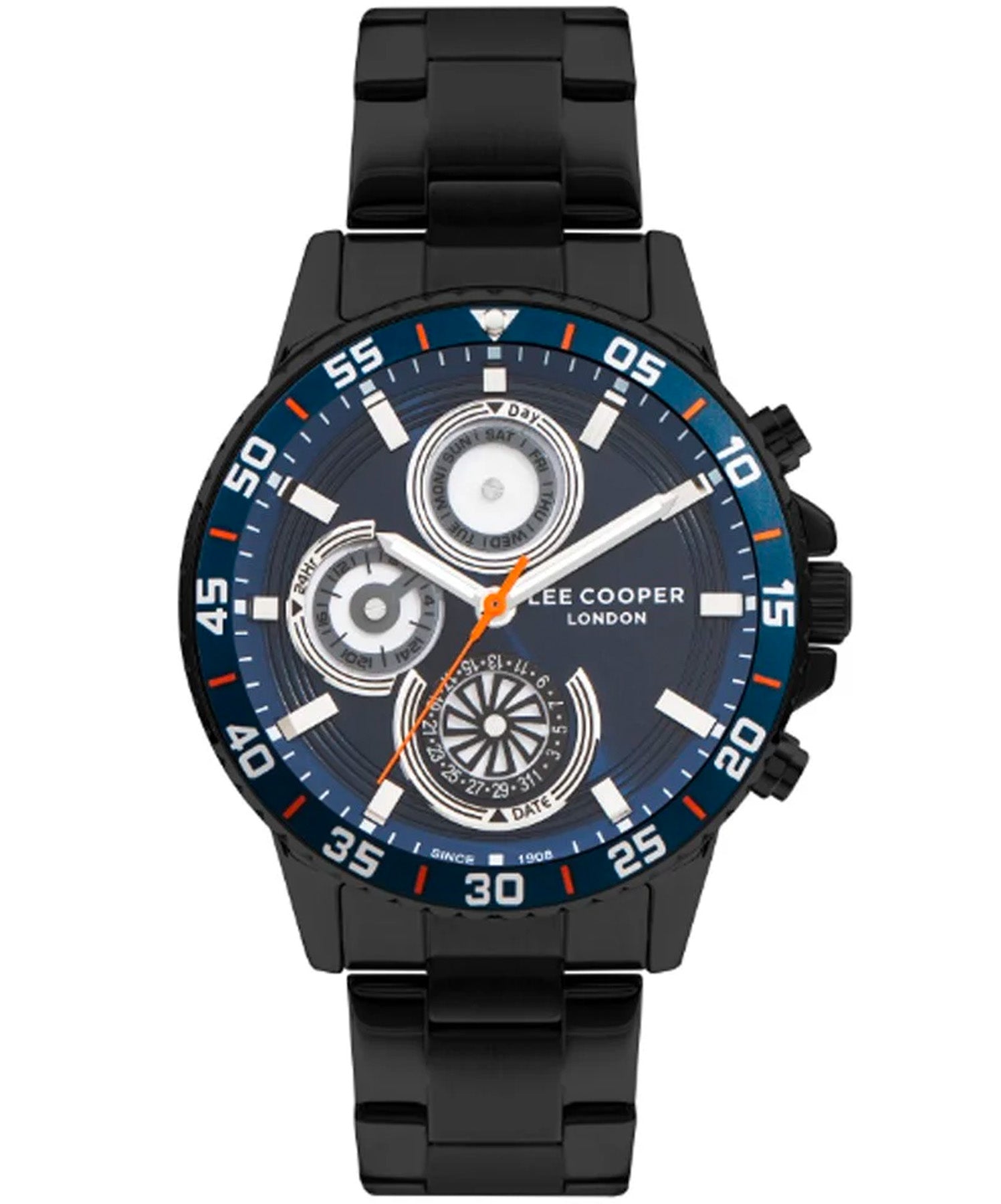 Lee Cooper Men's Watch Blue Dial Black Metal Strap, LC07636.690