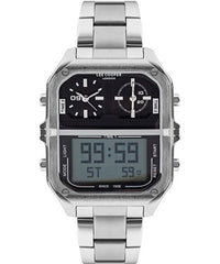 Lee Cooper  Men's Analog & Digital Watch Black Dial Silver Metal Strap, LC07638.350
