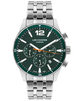 Lee Cooper Men's Watch Green Dial Silver Metal Strap, LC07641.370