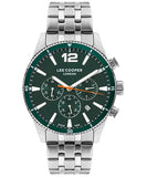 Lee Cooper Men's Watch Green Dial Silver Metal Strap, LC07641.370