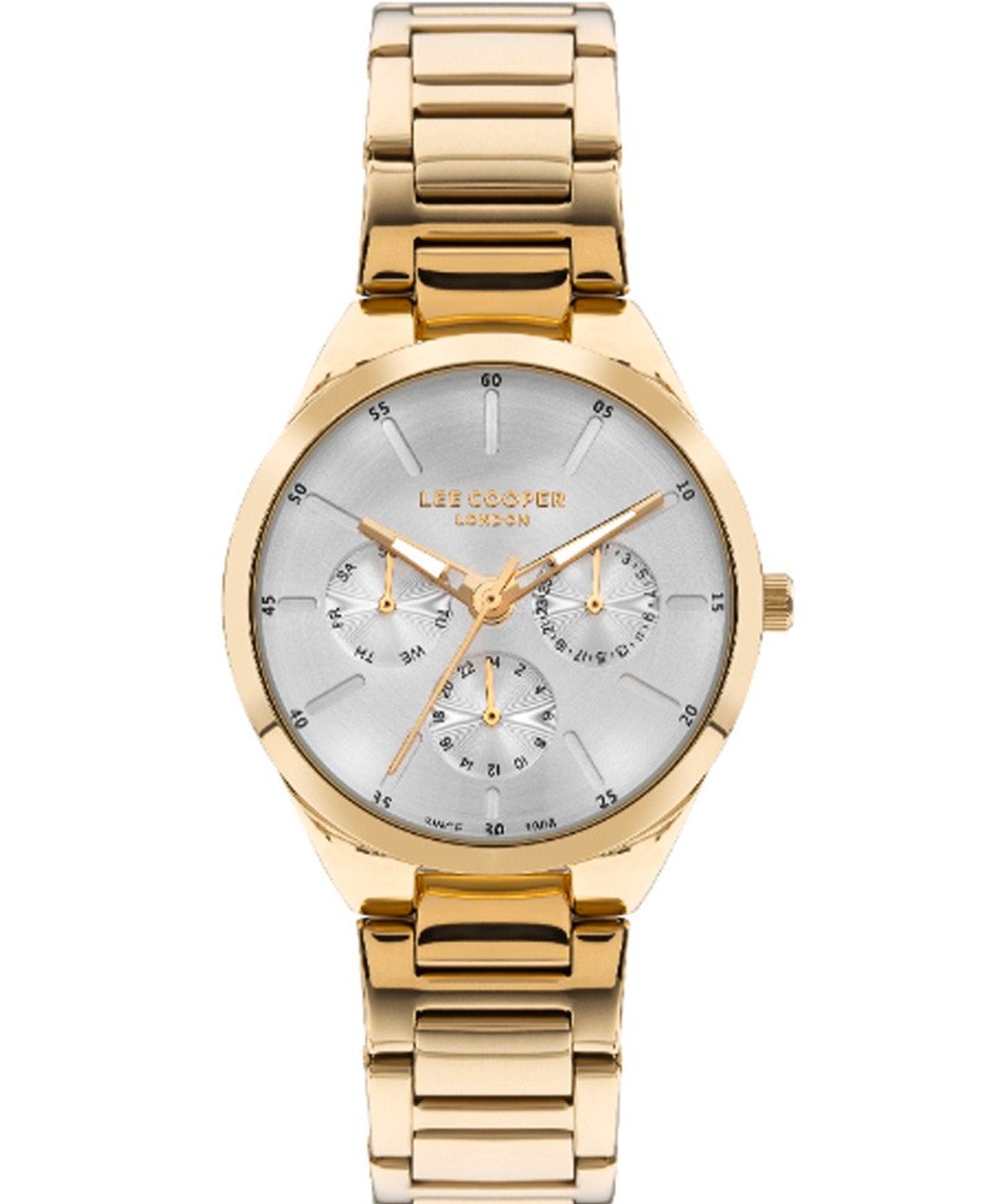 Lee Cooper Women's Watch Silver Dial Gold Metal Strap, LC07643.130