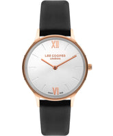 Lee Cooper Women's Watch Silver Dial Black Leather Strap, LC07712.431