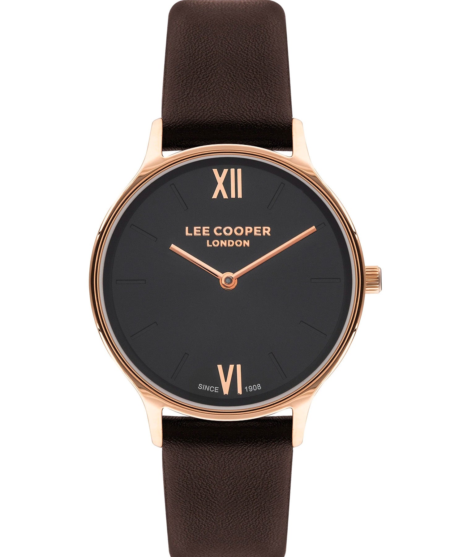 Lee Cooper Women's Watch Black Dial Black Leather Strap, LC07712.466