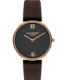 Lee Cooper Women's Watch Black Dial Black Leather Strap, LC07712.466
