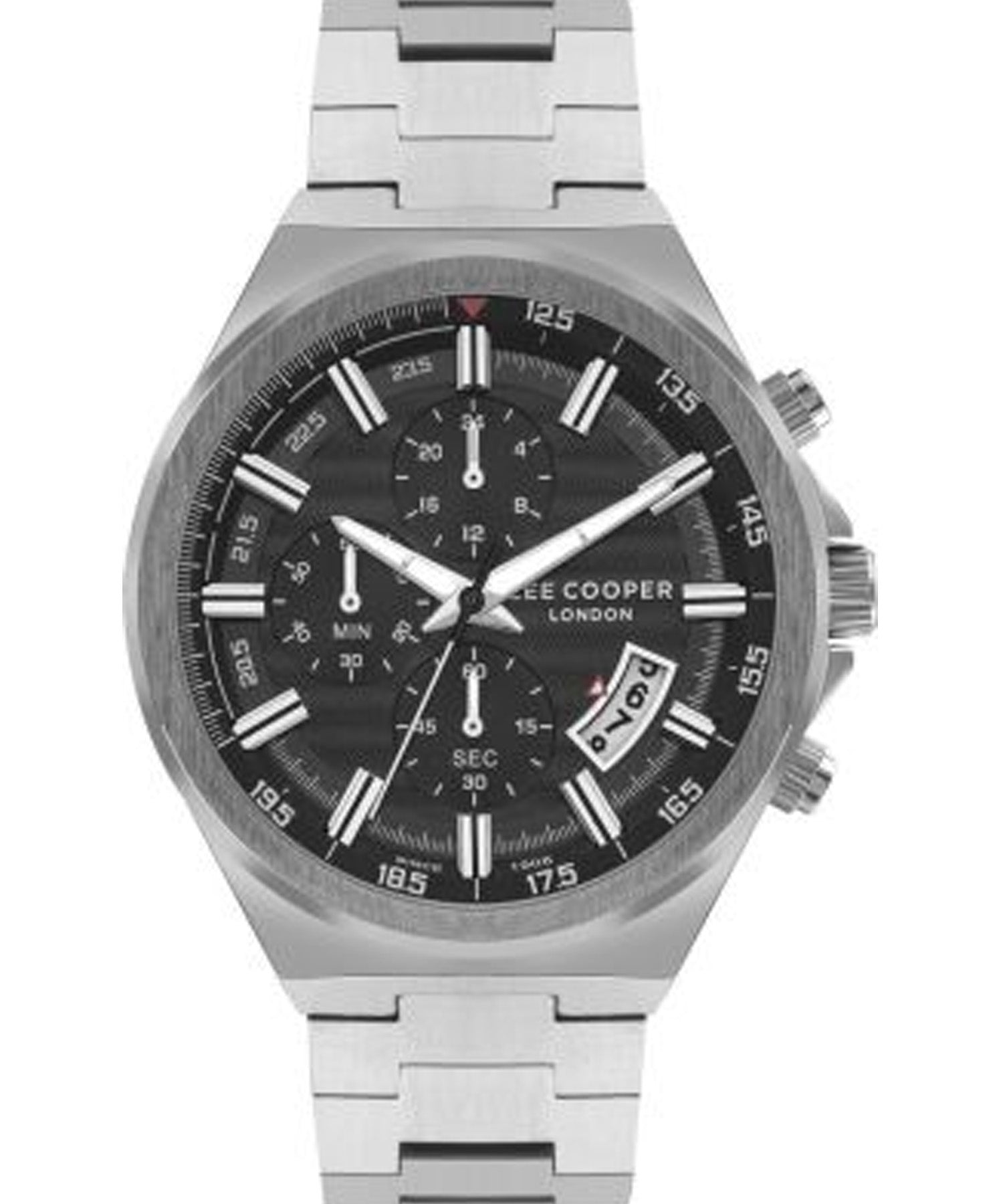 Lee Cooper Men's Watch Black Dial Silver Metal Strap, LC07717.350
