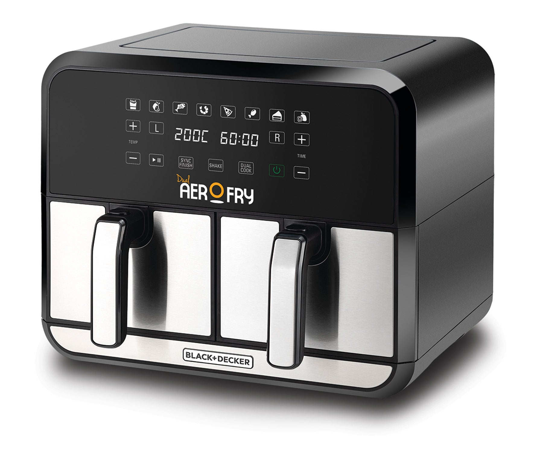 Black+Decker Digital Dual Zone Air Fryer 1700W 4L+4L Capacity, Frying, Grilling, Broiling, Roasting, and Baking, DZAF1700