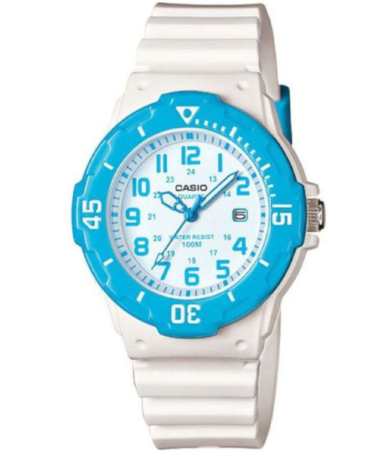 Casio men analog watch, white dial with comfortable strap, model CS-LRW-200H-2BVDF, Bahrain