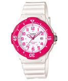 Casio Women's Watch Analog, Pink Dial White Resin Strap, LRW-200H-4BVDF