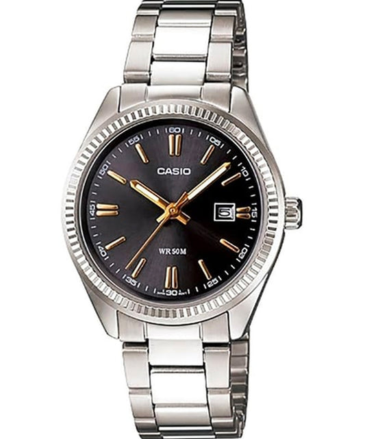Casio men analog watch, black dial with comfortable strap, model CS-LTP-1302D-1A2VD, Bahrain