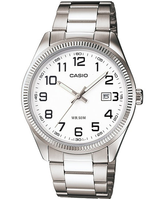 Casio men analog watch, white dial with comfortable strap, model CS-LTP-1302D-7BVDF, Bahrain