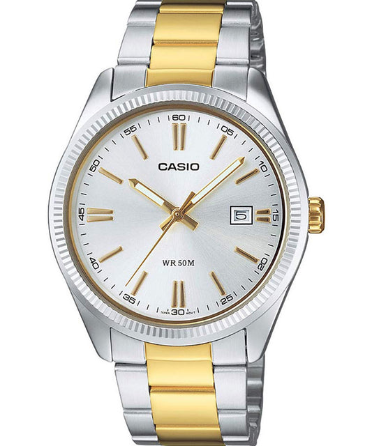 Casio men analog watch, silver dial with comfortable strap, model CS-LTP-1302SG-7AVD, Bahrain