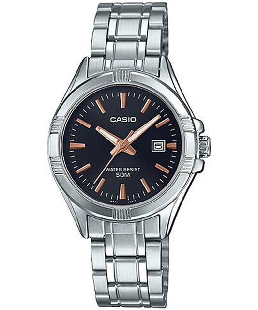 Casio men analog watch, black dial with comfortable strap, model CS-LTP-1308D-1A2VD, Bahrain