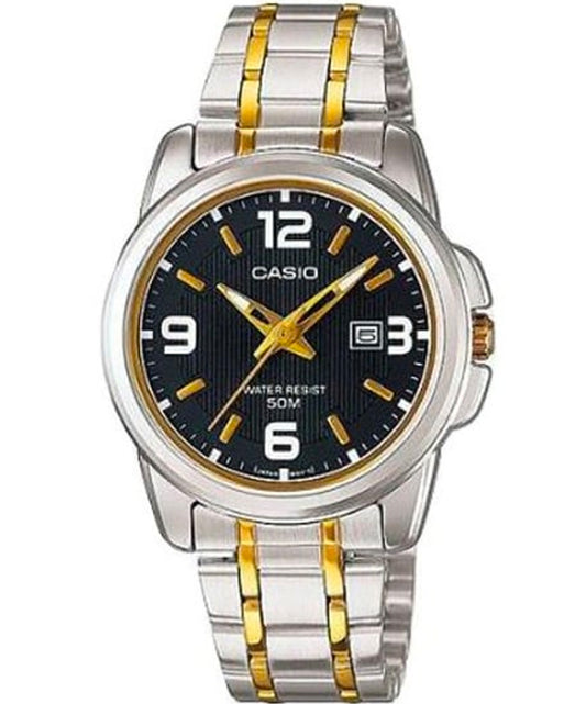 Casio men analog watch, black dial with comfortable strap, model CS-LTP-1314SG-1AVD, Bahrain