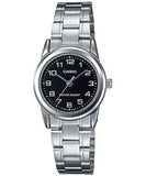 Casio CS-LTP-V001D-1BUDF black dial watch