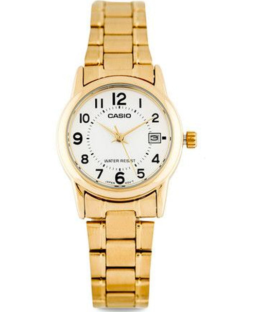 Casio men analog watch, white dial with comfortable strap, model CS-LTP-V002G-7BUDF, Bahrain