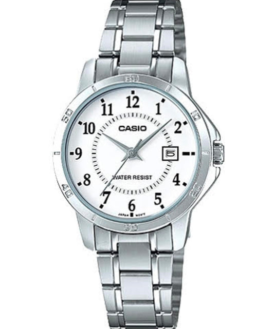 Casio men analog watch, white dial with comfortable strap, model CS-LTP-V004D-7BUDF, Bahrain