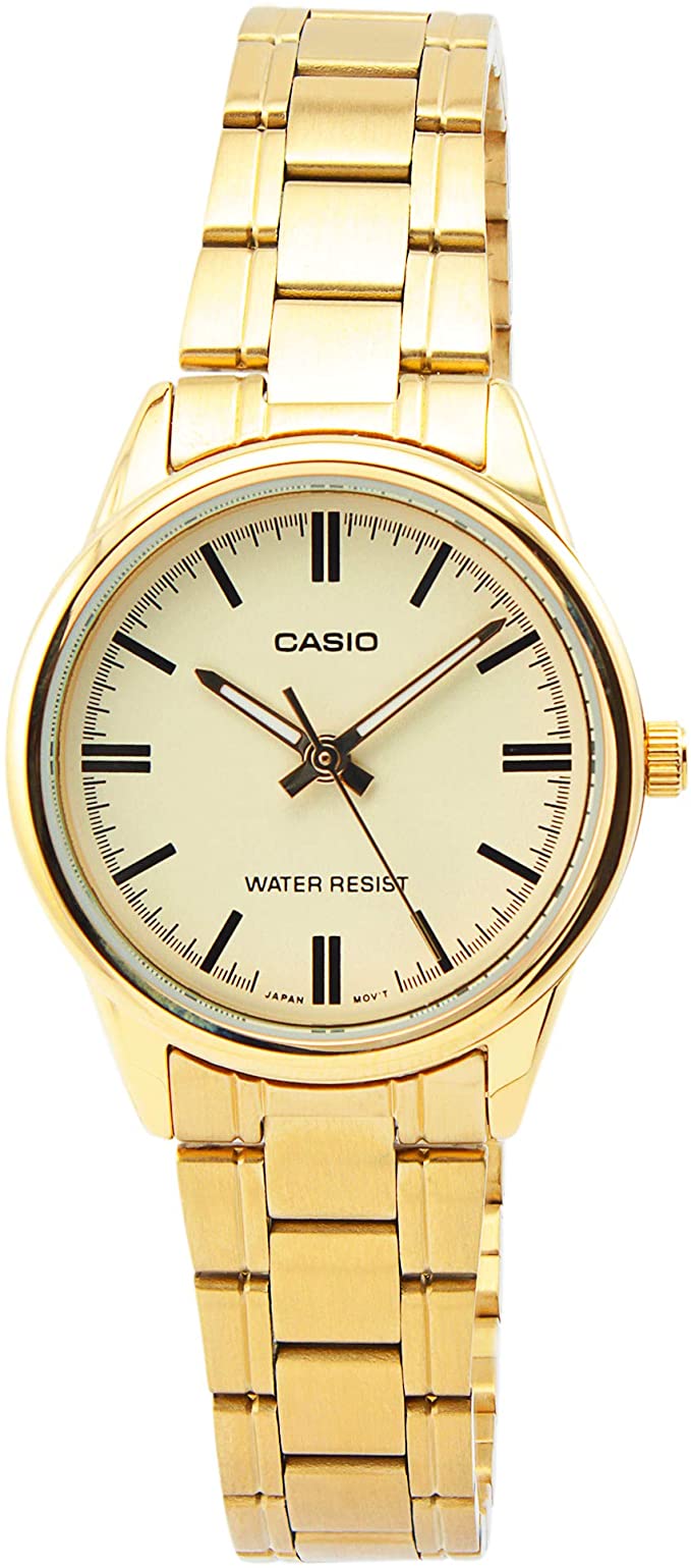 Casio men analog watch, gold dial with comfortable strap, model CS-LTP-V005G-9AUDF, Bahrain