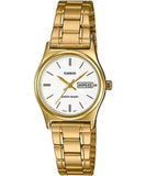 Casio Women's Watch Analog, White Dial Gold Stainless Steel Strap, LTP-V006G-7BUDF