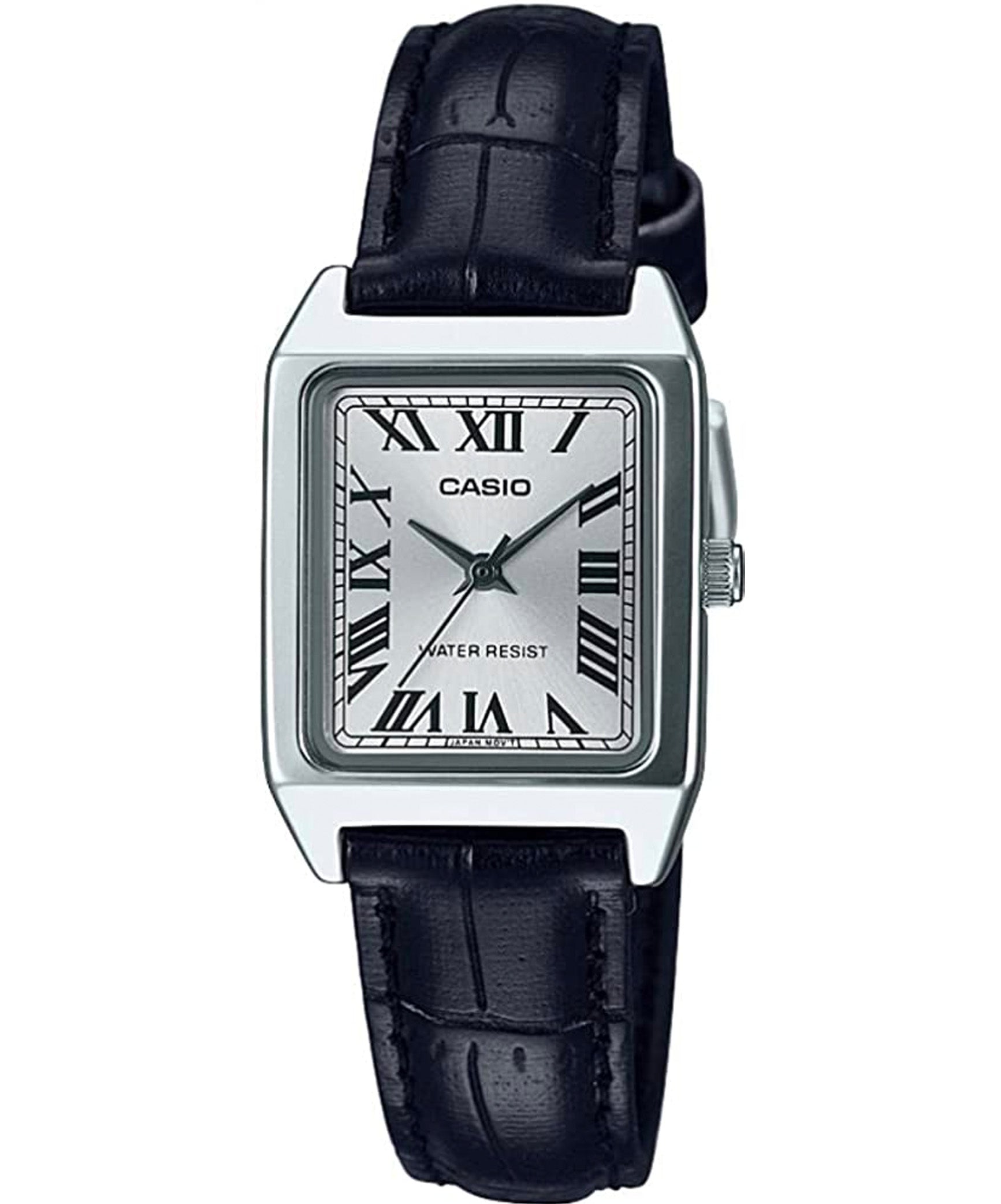 Casio Women's Watch Analog, Silver Dial Black Leather Strap, LTP-V007L-7B1UDF