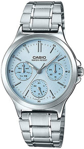 Casio Women's Watch Analog, Blue Dial Silver Stainless Steel Strap, LTP-V300D-2AUDF