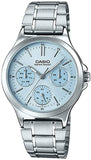 Casio Women's Watch Analog, Blue Dial Silver Stainless Steel Strap, LTP-V300D-2AUDF