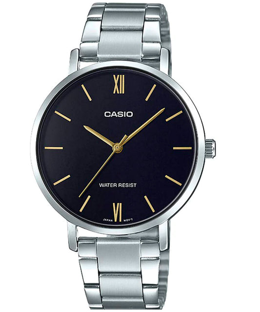 Casio men analog watch, black dial with comfortable strap, model CS-LTP-VT01D-1BUDF, Bahrain