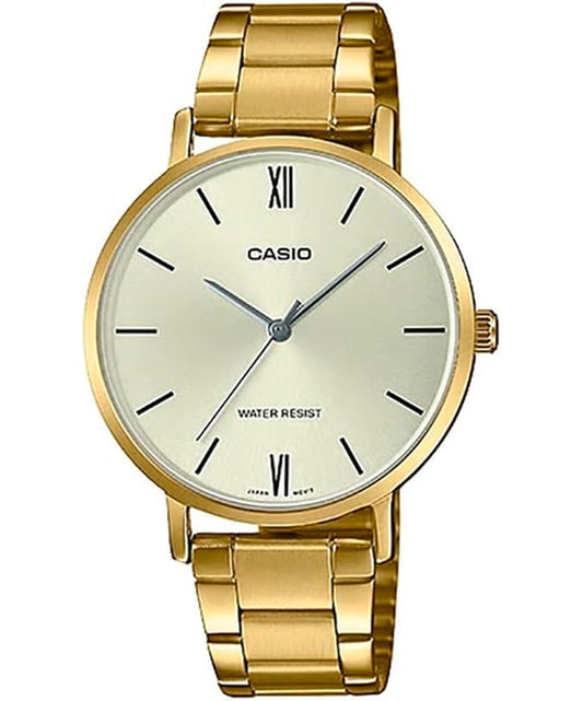 Casio men analog watch, champagne dial with comfortable strap, model CS-LTP-VT01G-9BUDF, Bahrain
