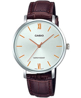 Casio Women's Watch Analog, Silver Dial Brown Leather Strap, LTP-VT01L-7B2UD