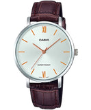 Casio Women's Watch Analog, Silver Dial Brown Leather Strap, LTP-VT01L-7B2UD