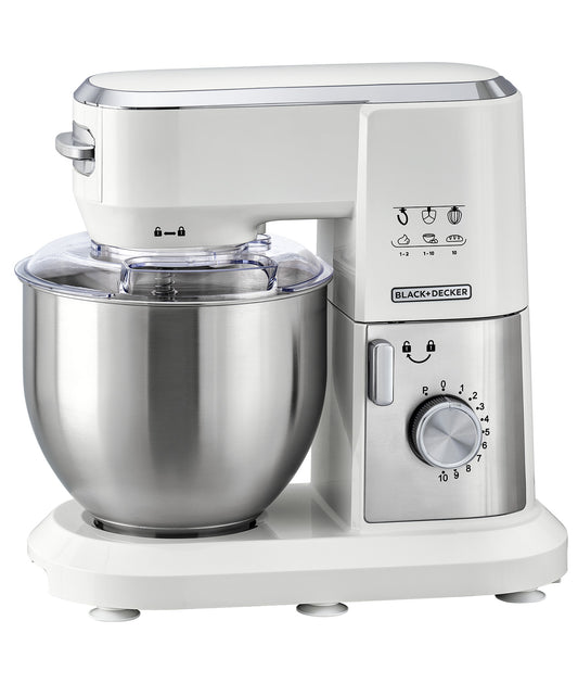 Black+Decker 6 Litres Multifunction Kitchen Machine White, 1000 Watts, MKM100 Food Processor BL-MKM100