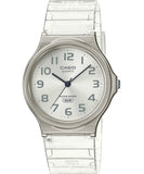 Casio Women Watch, Grey Dial White Resin Strap, MQ-24S-7BDF