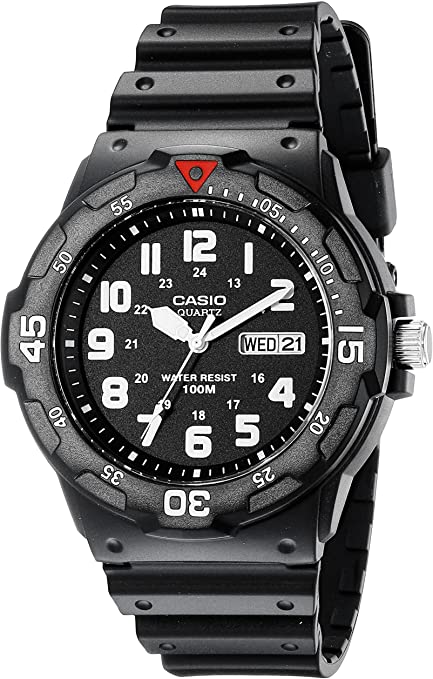 Casio men analog watch, black dial with comfortable strap, model CS-MRW-200H-1BVDF, Bahrain