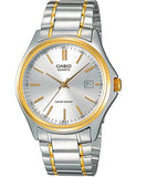 Casio Men's Watch Analog, Silver Dial Silver & Gold Stainless Steel Strap, MTP-1183G-7ADF