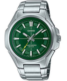 Casio Men's Watch, Solar powered Analog , Green Dial Silver Stainless Steel Strap, MTP-RS100D-3AVDF