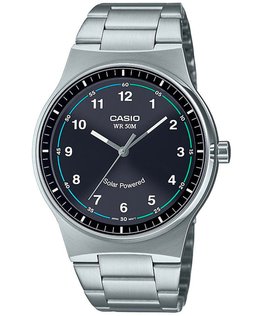 Casio men analog watch, black dial with comfortable strap, model CS-MTP-RS105D-1BVDF, Bahrain