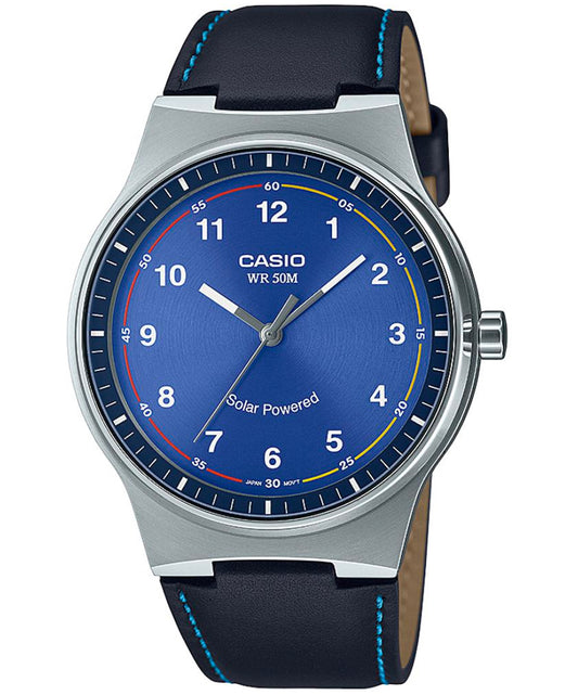 Casio men analog watch, blue dial with comfortable strap, model CS-MTP-RS105L-2BVDF, Bahrain