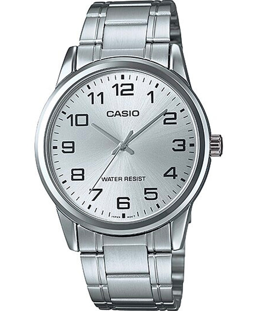 Casio men analog watch, silver dial with comfortable strap, model CS-MTP-V001D-7BUDF, Bahrain