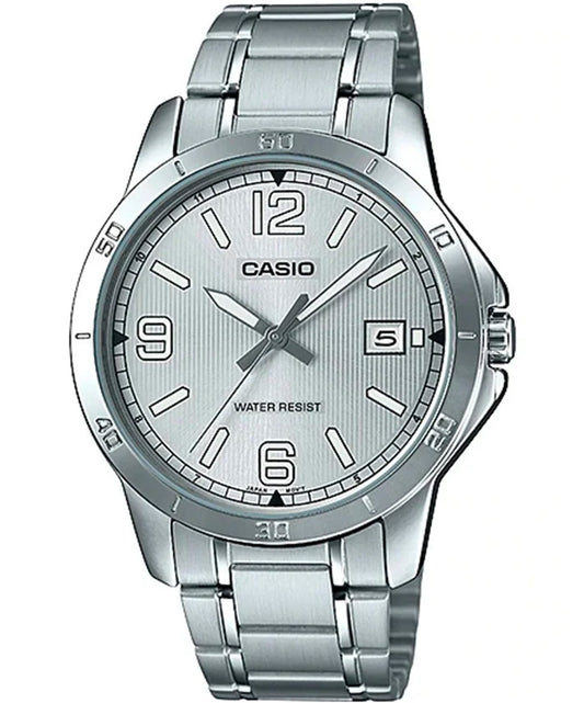 Casio men analog watch, silver dial with comfortable strap, model CS-MTP-V004D-7B2UD, Bahrain