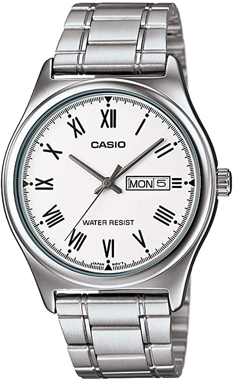 Casio men analog watch, white dial with comfortable strap, model CS-MTP-V006D-7BUDF, Bahrain