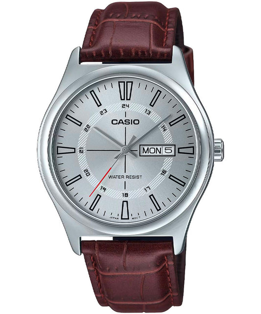 Casio men analog watch, white dial with comfortable strap, model CS-MTP-V006L-7CUDF, Bahrain