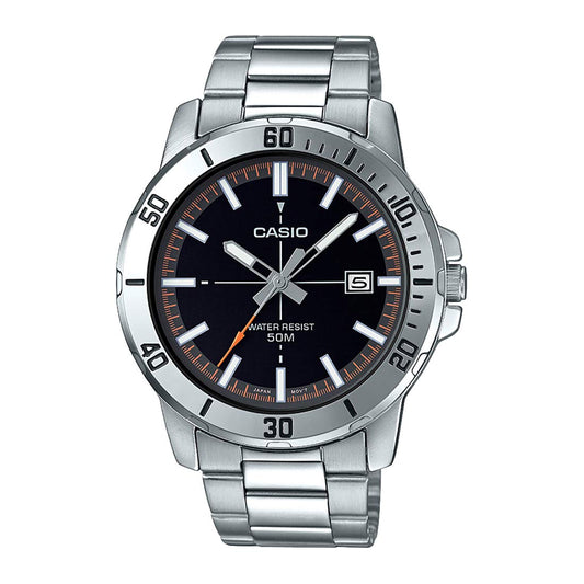 Casio men analog watch, black dial with comfortable strap, model CS-MTP-VD01D-1E2VU, Bahrain