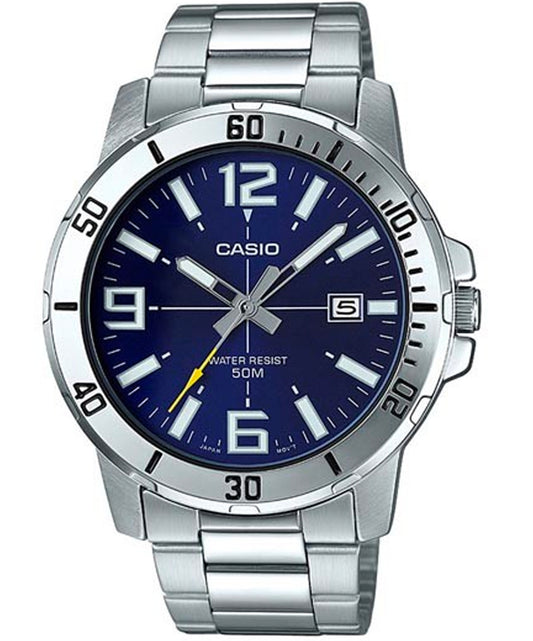 Casio men analog watch, blue dial with comfortable strap, model CS-MTP-VD01D-2BVUD, Bahrain