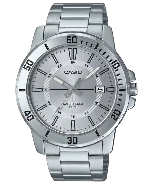 Casio men analog watch, silver dial with comfortable strap, model CS-MTP-VD01D-7CVUDF, Bahrain