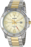 Casio Men's Watch, Gold Dial Two Toned Stainless Steel Strap, MTP-VD01SG-9BVU