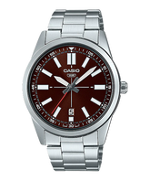 Casio Men's Watch, Brown Dial Silver Stainless Steel Strap, MTP-VD02D-5EUDF