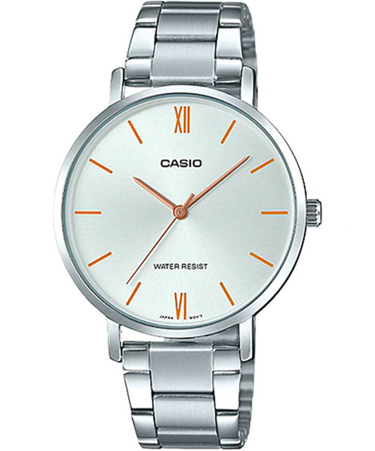 Casio men analog watch, white dial with comfortable strap, model CS-MTP-VT01D-7BUDF, Bahrain
